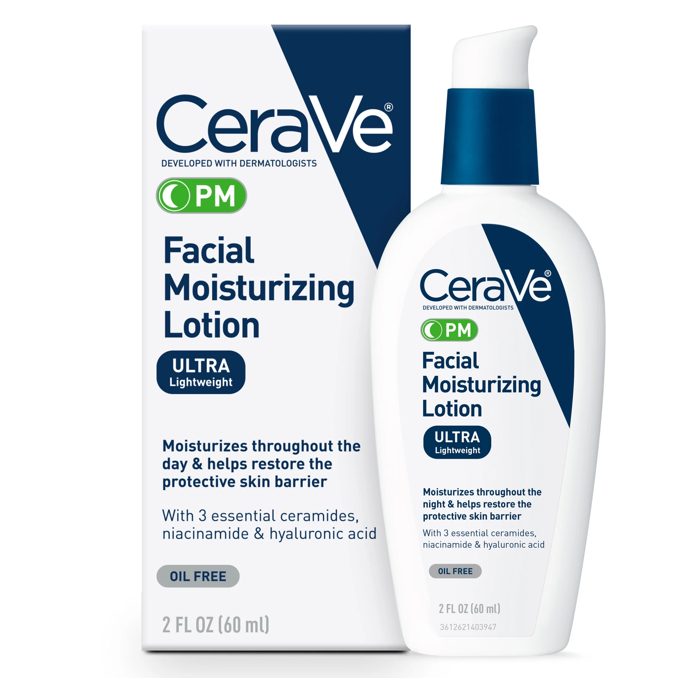 لوسیون مرطوبکننده شب صورت سراوی PM مدل Facial Moisturising Lotion حجم 89 میلیلیتر