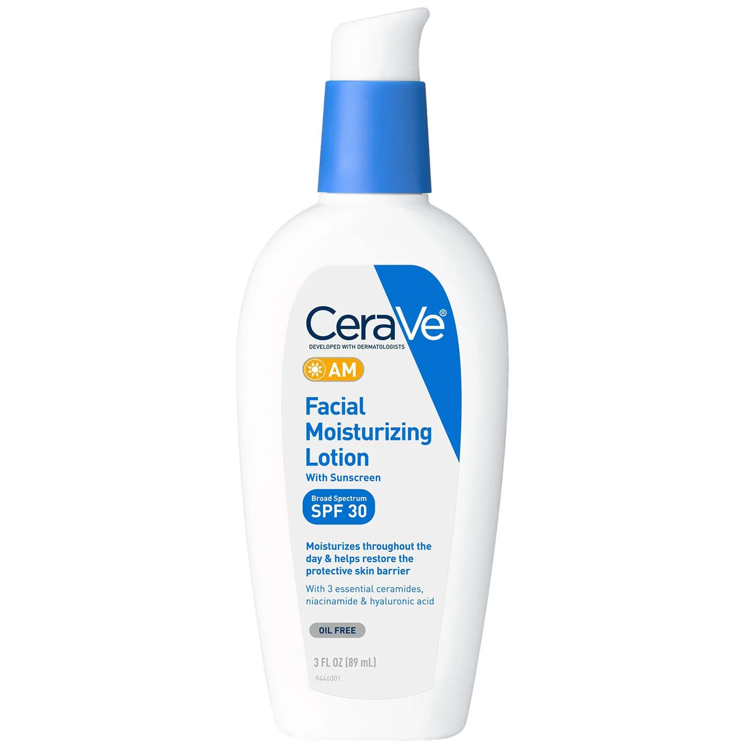 لوسیون مرطوب‌کننده روز صورت سراوی SPF30 مدل AM حجم 89 میلی‌لیتر