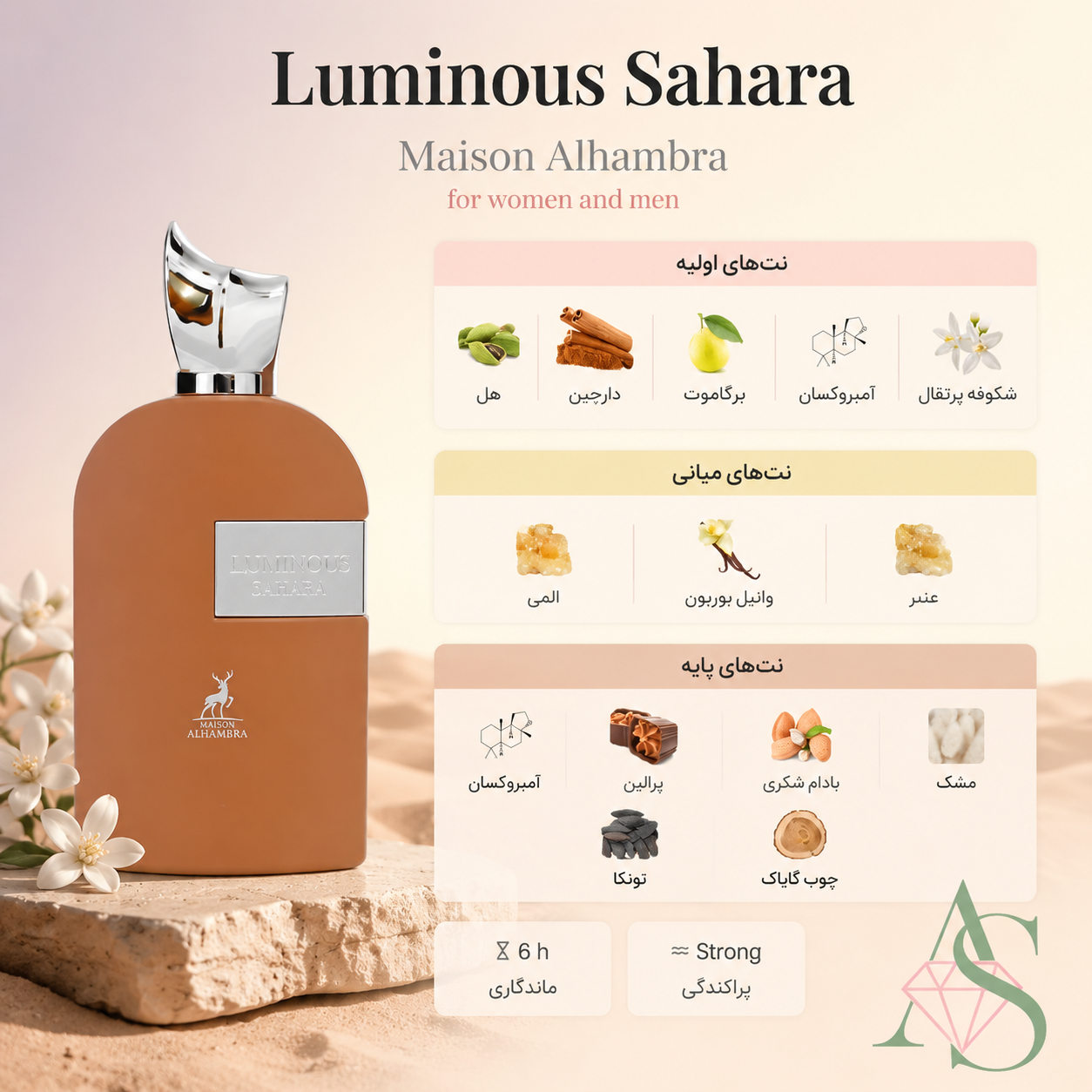ادو پرفیوم زنانه و مردانه Maison Alhambra Luminous Sahara حجم 100 میلیلیتر